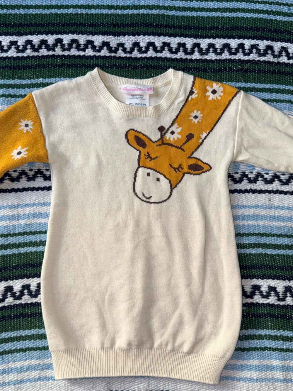 Bonnie Jean Cream Sweater with Mustard Giraffe